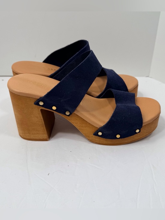 Ilaria Sartorial Shoes - Ilaria Sartori Women’s Navy Suede Platform Clog Mules